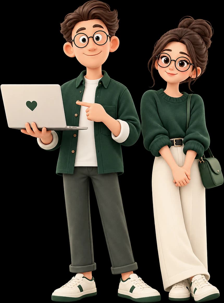 Two Devzey developers, one with a laptop, ready to start a project